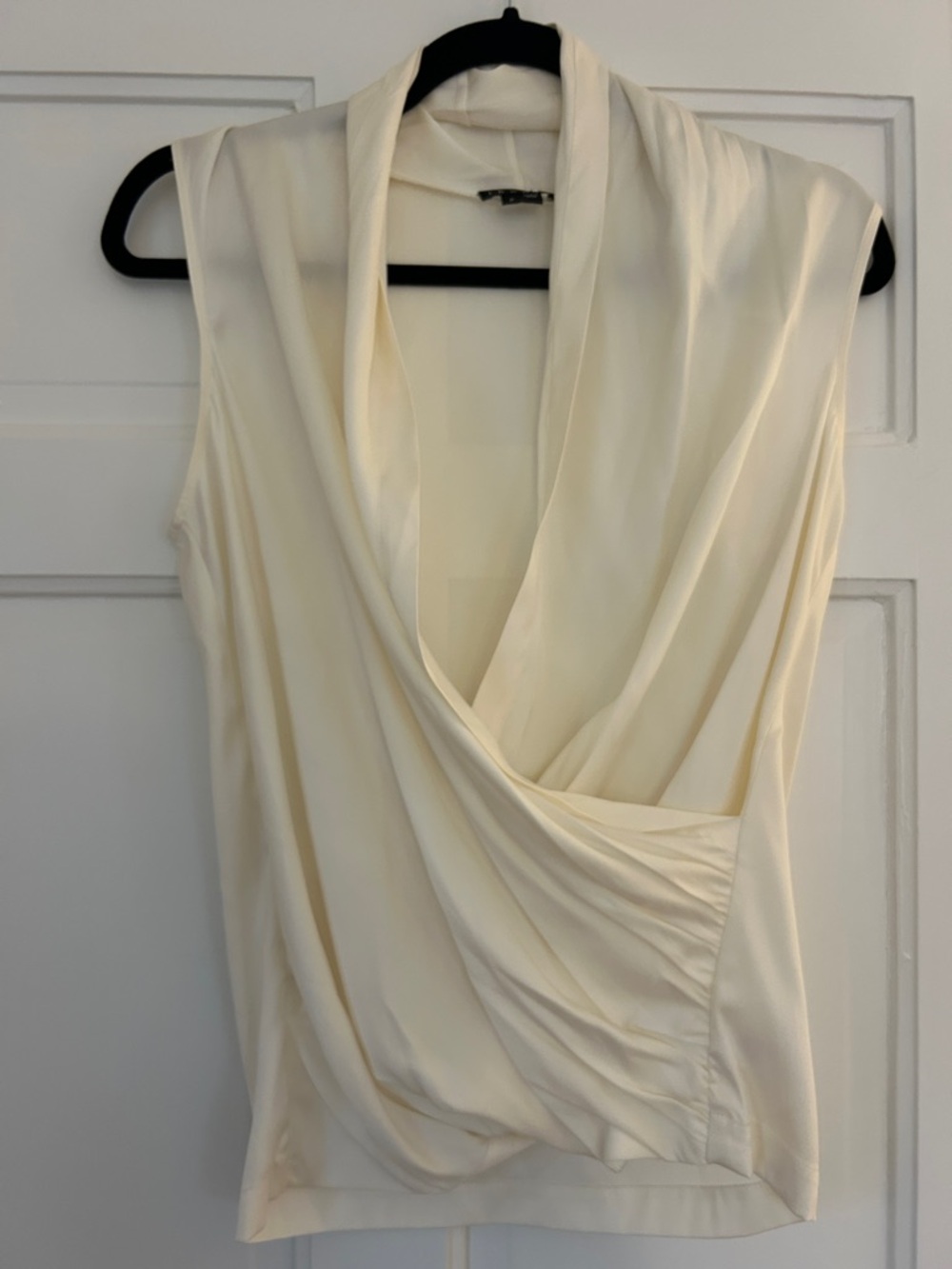 Theory Cream Draped Sleeveless Blouse